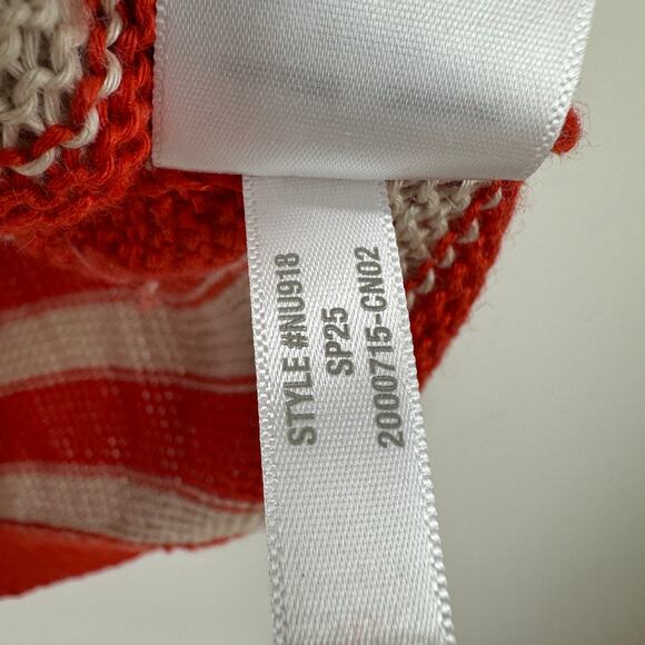 Madewell Linen Drop Shoulder Sweater Bright Flame Striped Nautical Small - Picture 12 of 14